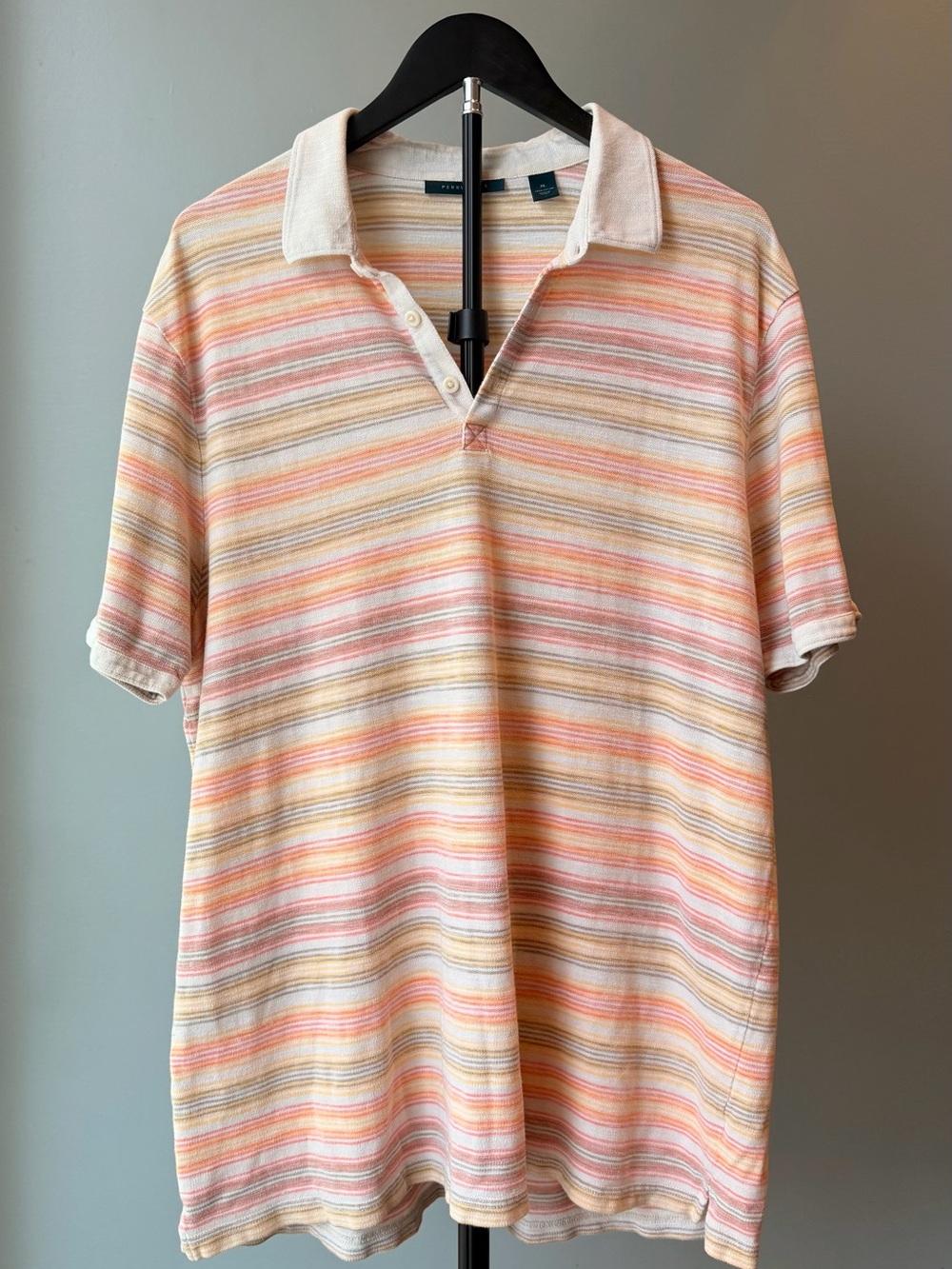 Perry Ellis XL 100% Cotton Polo Shirt Short Sleeve Preppy Summer Old Money